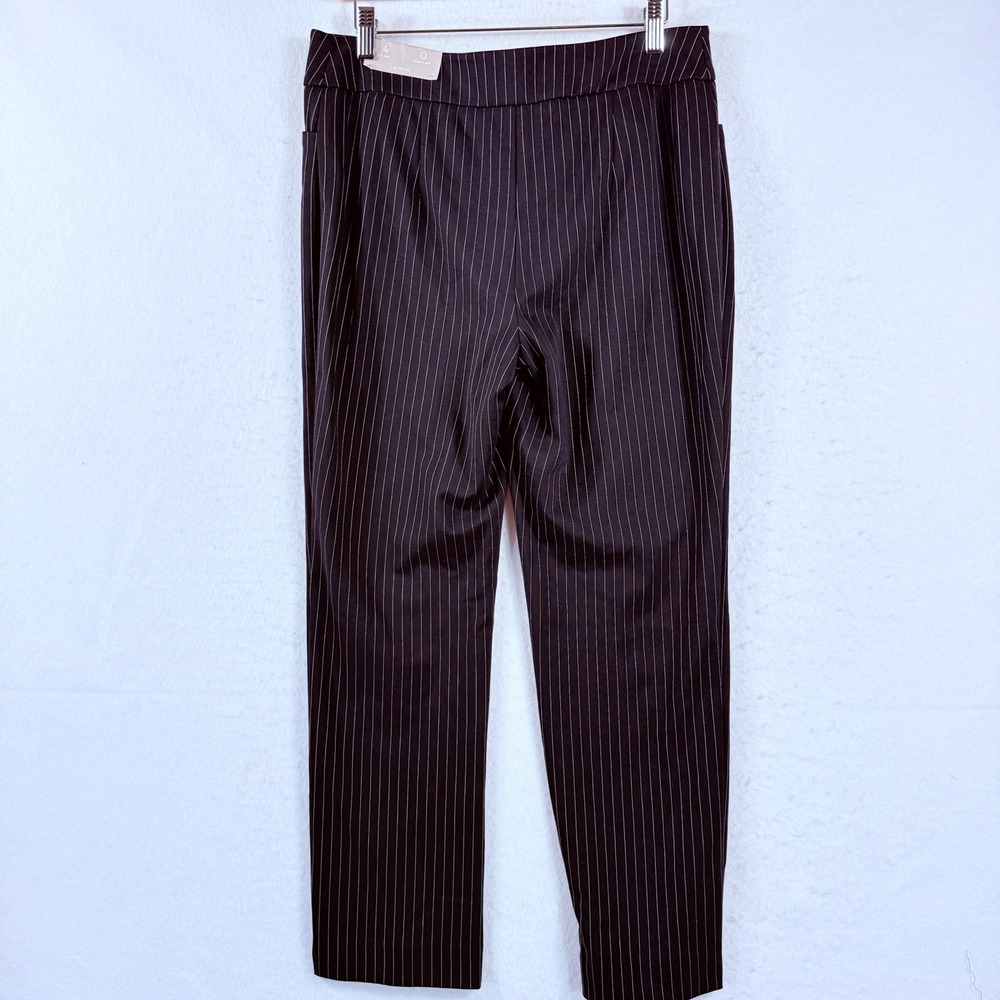 Chico's Pinstripe Trousers Womens 0 4 Black Slim Leg Corporate Stretch Suit NEW - Picture 3 of 9